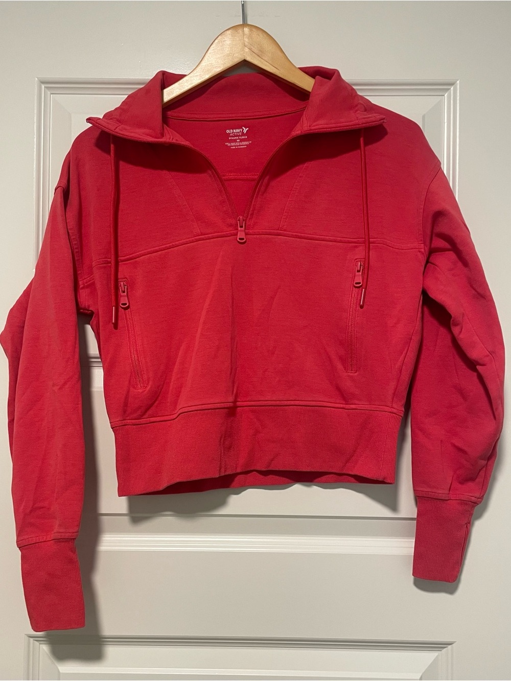Old Navy Active Bright Red Dynamic Fleece Quarter-Zip Pullover